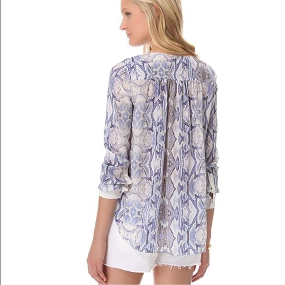 Rebecca Taylor- Semi Sheer 100% Silk Naked Skin Beach Blouse, Size 4 - Picture 8 of 15